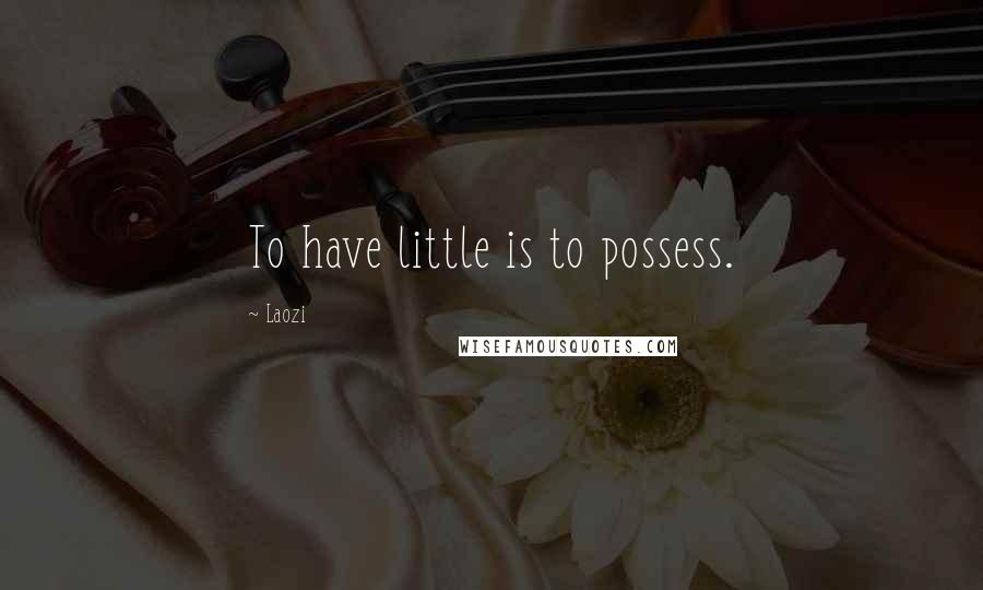 Laozi Quotes: To have little is to possess.