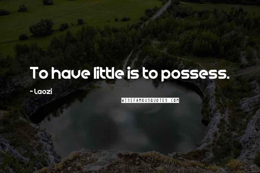 Laozi Quotes: To have little is to possess.