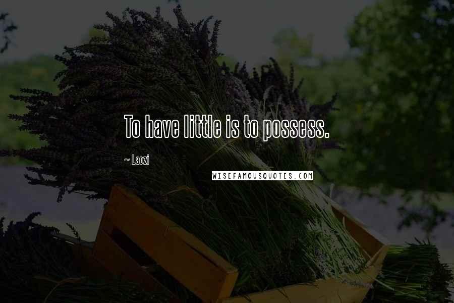 Laozi Quotes: To have little is to possess.