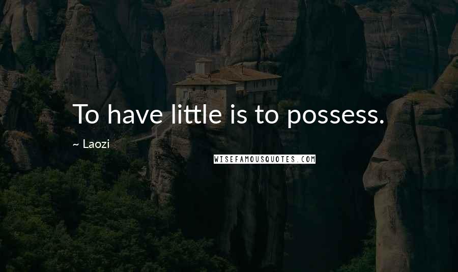 Laozi Quotes: To have little is to possess.