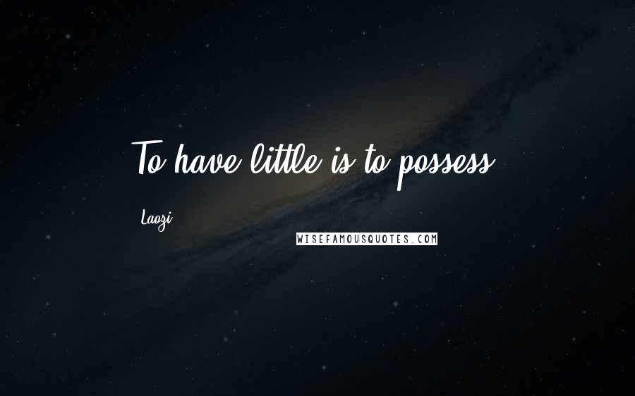 Laozi Quotes: To have little is to possess.