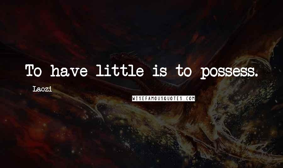 Laozi Quotes: To have little is to possess.