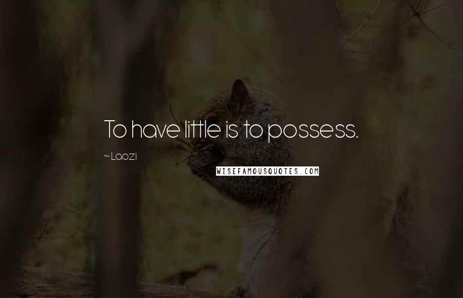 Laozi Quotes: To have little is to possess.