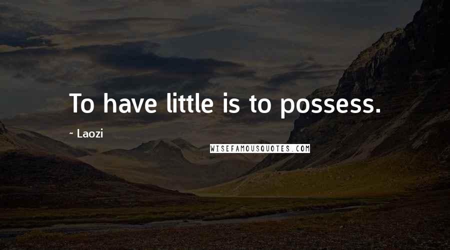 Laozi Quotes: To have little is to possess.