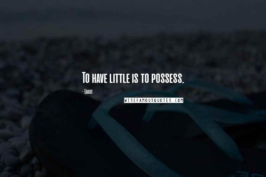 Laozi Quotes: To have little is to possess.