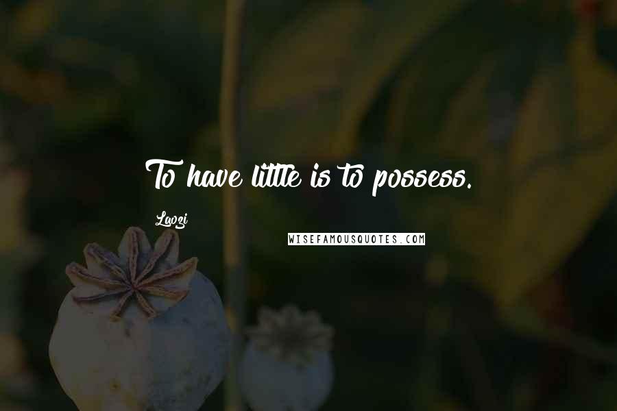 Laozi Quotes: To have little is to possess.