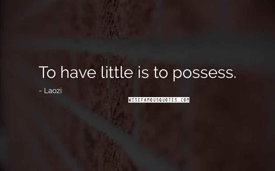 Laozi Quotes: To have little is to possess.