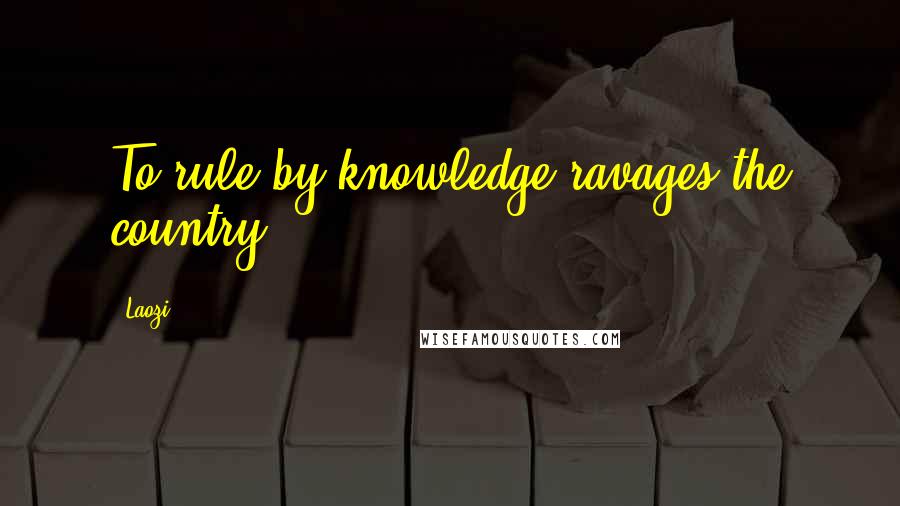 Laozi Quotes: To rule by knowledge ravages the country.