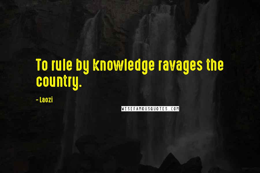 Laozi Quotes: To rule by knowledge ravages the country.