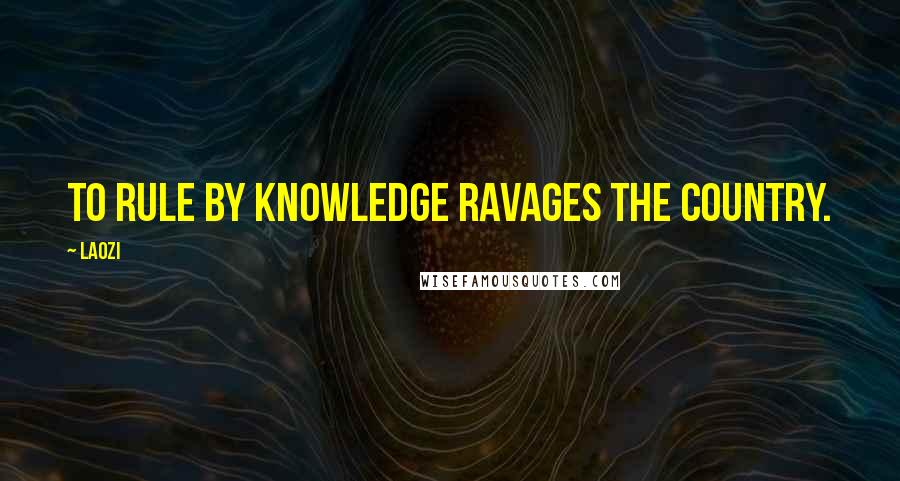 Laozi Quotes: To rule by knowledge ravages the country.