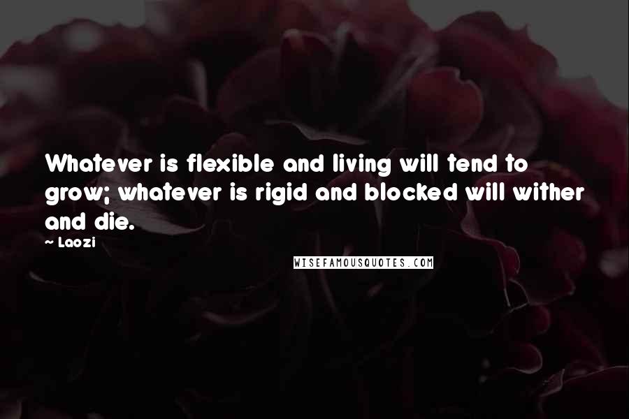 Laozi Quotes: Whatever is flexible and living will tend to grow; whatever is rigid and blocked will wither and die.