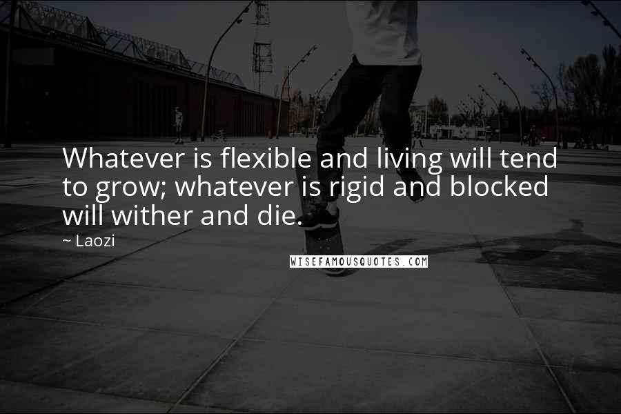 Laozi Quotes: Whatever is flexible and living will tend to grow; whatever is rigid and blocked will wither and die.