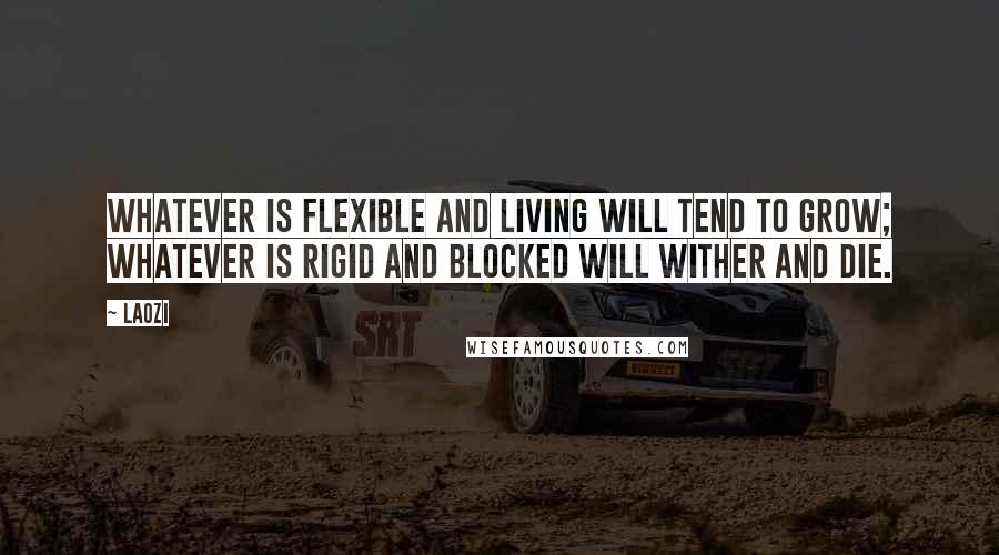 Laozi Quotes: Whatever is flexible and living will tend to grow; whatever is rigid and blocked will wither and die.