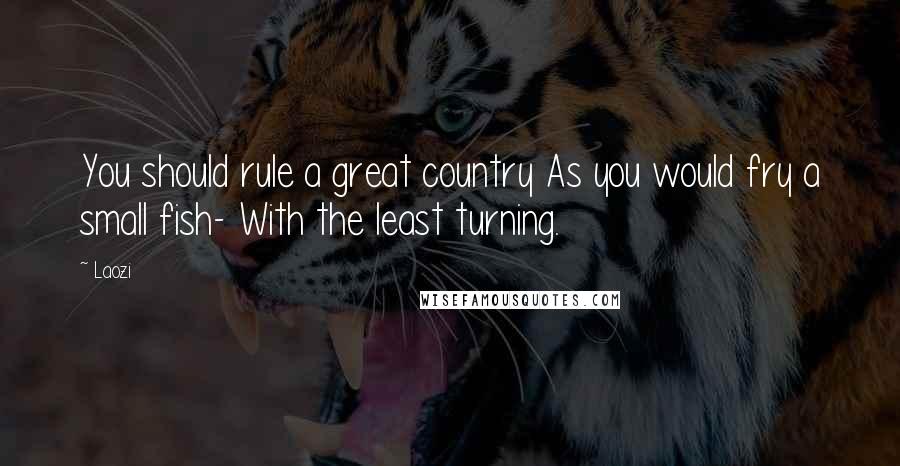 Laozi Quotes: You should rule a great country As you would fry a small fish- With the least turning.