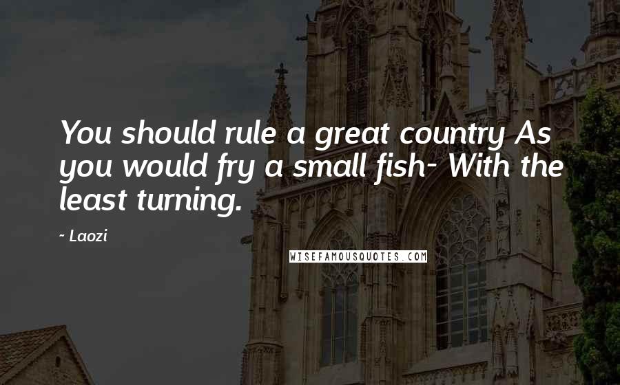 Laozi Quotes: You should rule a great country As you would fry a small fish- With the least turning.