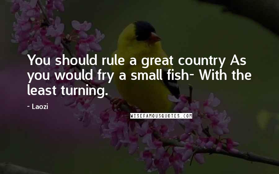 Laozi Quotes: You should rule a great country As you would fry a small fish- With the least turning.