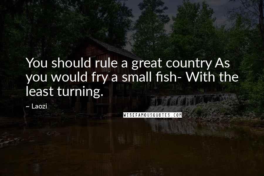 Laozi Quotes: You should rule a great country As you would fry a small fish- With the least turning.