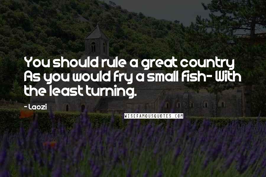 Laozi Quotes: You should rule a great country As you would fry a small fish- With the least turning.