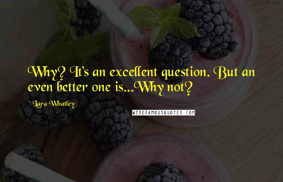 Lara Whatley Quotes: Why? It's an excellent question. But an even better one is...Why not?