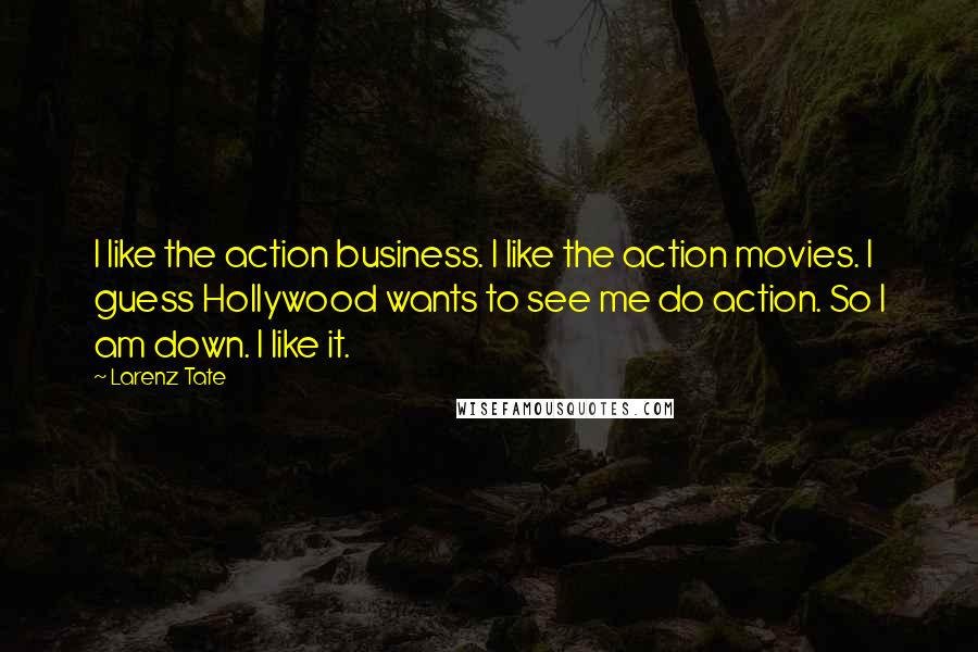 Larenz Tate Quotes: I like the action business. I like the action movies. I guess Hollywood wants to see me do action. So I am down. I like it.