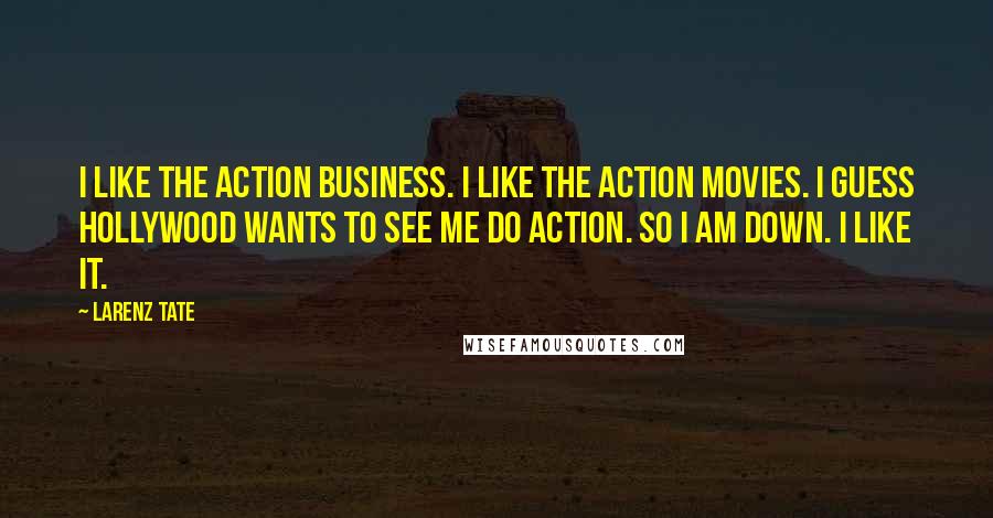 Larenz Tate Quotes: I like the action business. I like the action movies. I guess Hollywood wants to see me do action. So I am down. I like it.