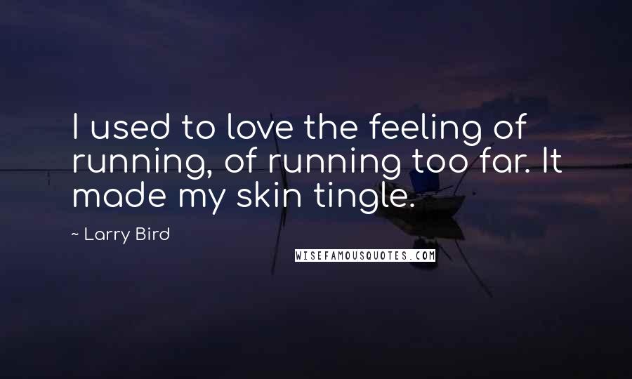 Larry Bird Quotes: I used to love the feeling of running, of running too far. It made my skin tingle.