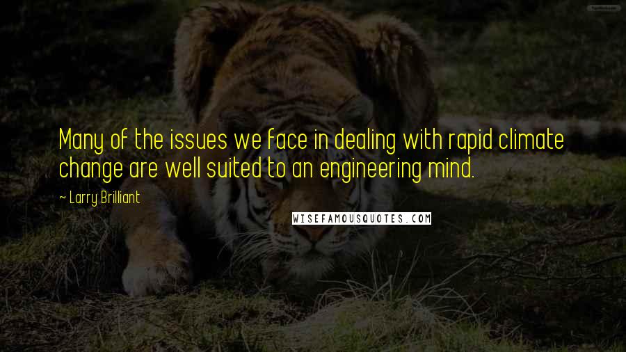 Larry Brilliant Quotes: Many of the issues we face in dealing with rapid climate change are well suited to an engineering mind.