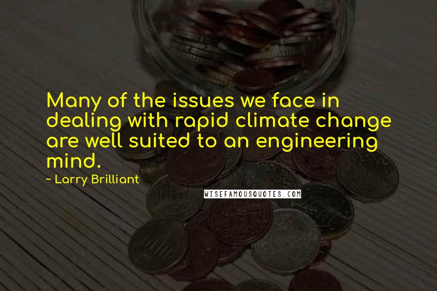 Larry Brilliant Quotes: Many of the issues we face in dealing with rapid climate change are well suited to an engineering mind.