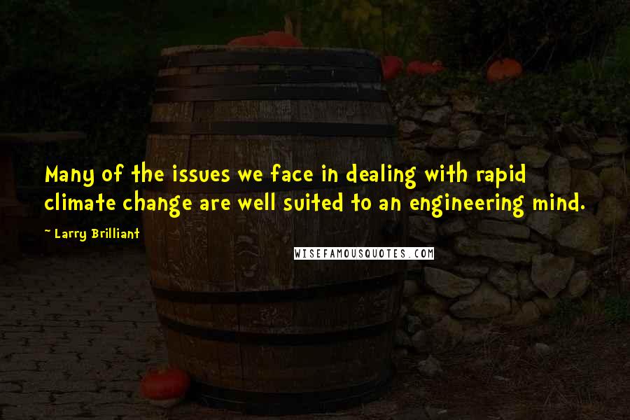 Larry Brilliant Quotes: Many of the issues we face in dealing with rapid climate change are well suited to an engineering mind.