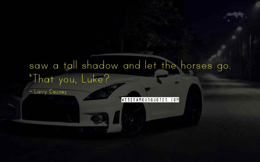 Larry Causey Quotes: saw a tall shadow and let the horses go. "That you, Luke?