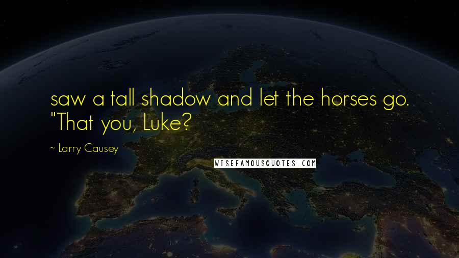 Larry Causey Quotes: saw a tall shadow and let the horses go. "That you, Luke?