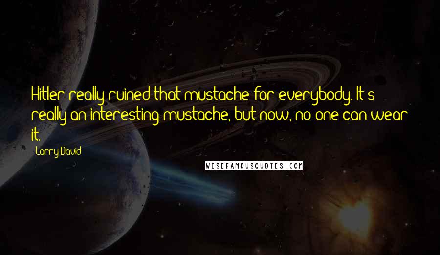 Larry David Quotes: Hitler really ruined that mustache for everybody. It's really an interesting mustache, but now, no one can wear it.
