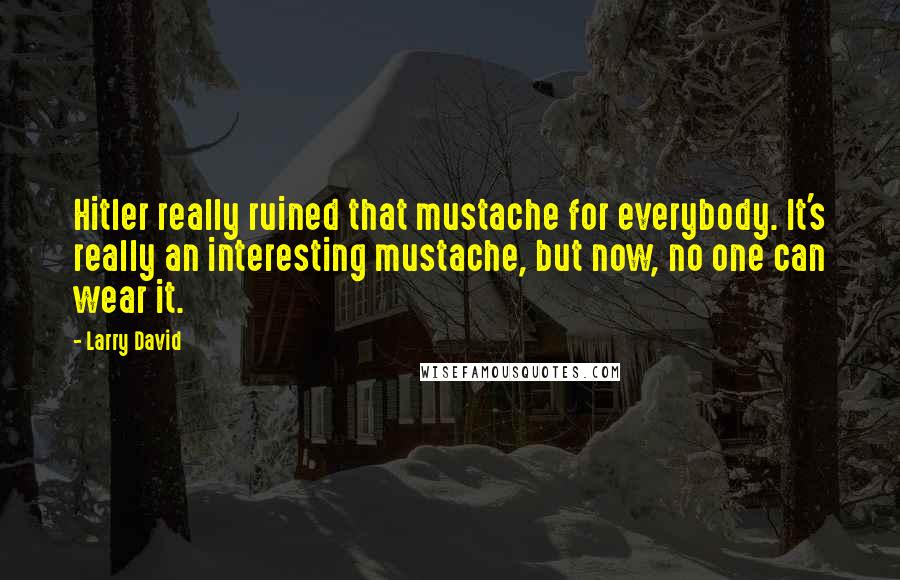 Larry David Quotes: Hitler really ruined that mustache for everybody. It's really an interesting mustache, but now, no one can wear it.
