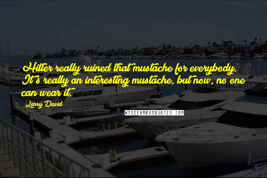 Larry David Quotes: Hitler really ruined that mustache for everybody. It's really an interesting mustache, but now, no one can wear it.