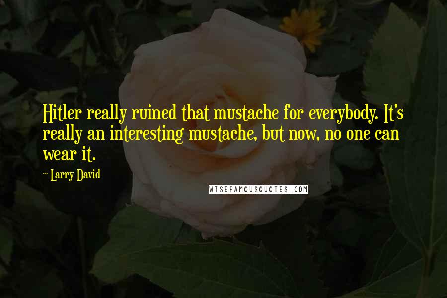 Larry David Quotes: Hitler really ruined that mustache for everybody. It's really an interesting mustache, but now, no one can wear it.