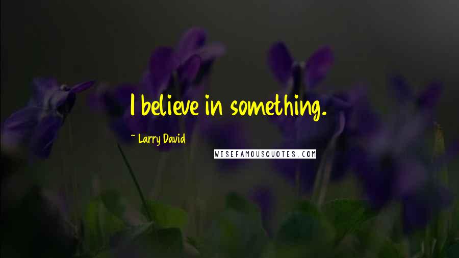 Larry David Quotes: I believe in something.