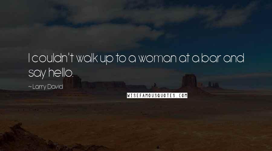 Larry David Quotes: I couldn't walk up to a woman at a bar and say hello.