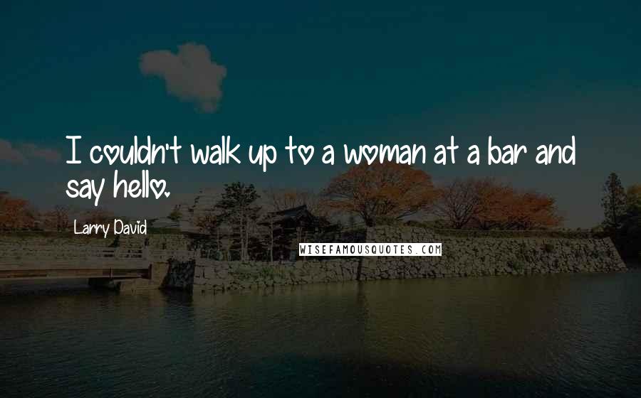 Larry David Quotes: I couldn't walk up to a woman at a bar and say hello.