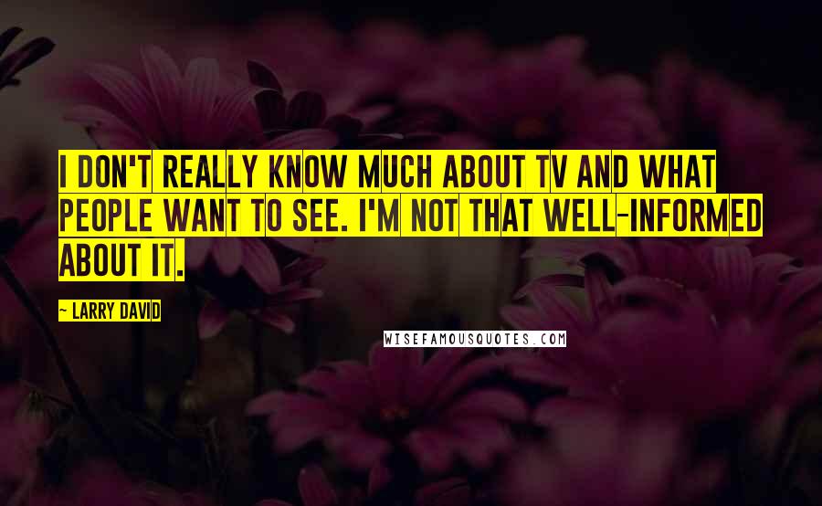 Larry David Quotes: I don't really know much about TV and what people want to see. I'm not that well-informed about it.