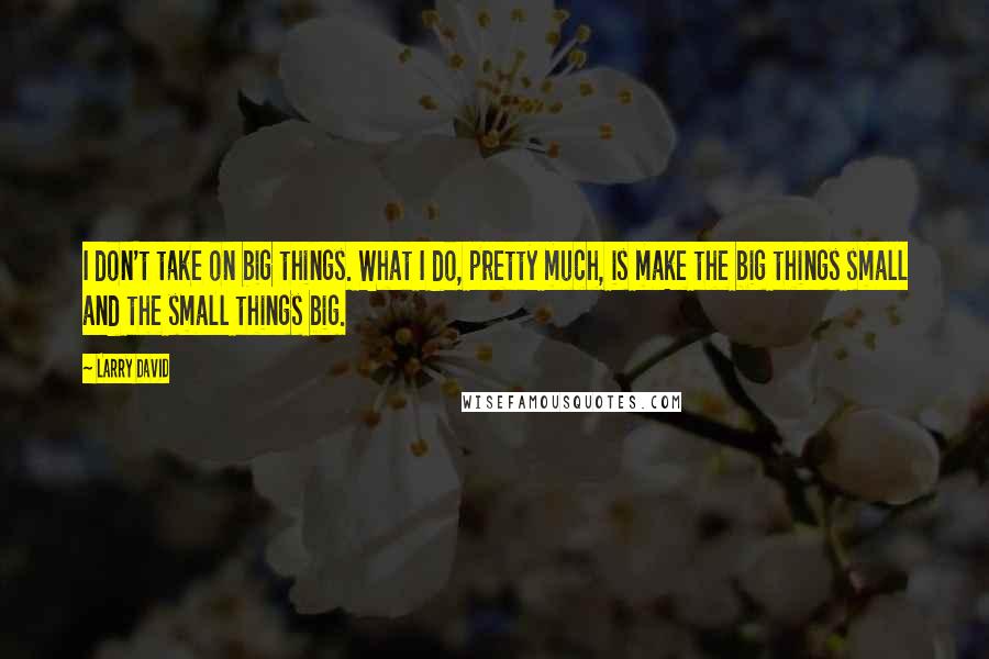 Larry David Quotes: I don't take on big things. What I do, pretty much, is make the big things small and the small things big.