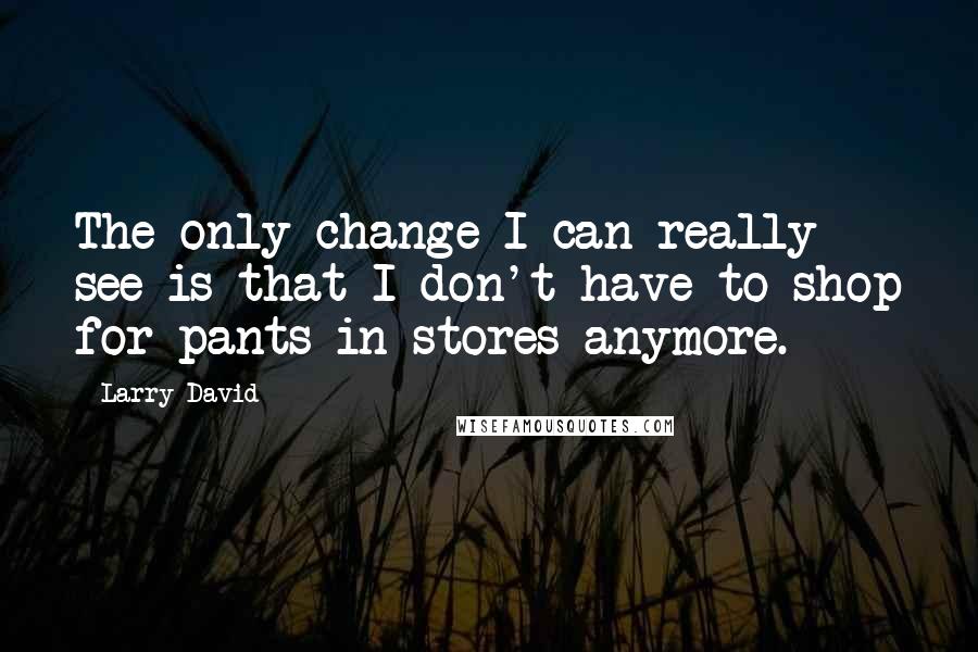 Larry David Quotes: The only change I can really see is that I don't have to shop for pants in stores anymore.