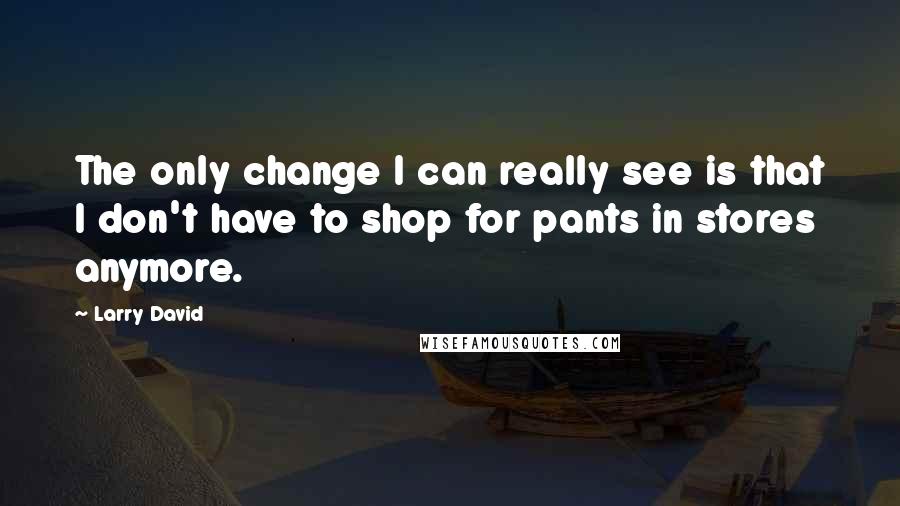 Larry David Quotes: The only change I can really see is that I don't have to shop for pants in stores anymore.
