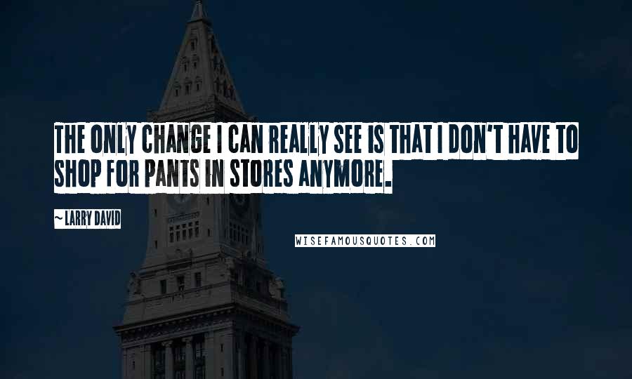 Larry David Quotes: The only change I can really see is that I don't have to shop for pants in stores anymore.