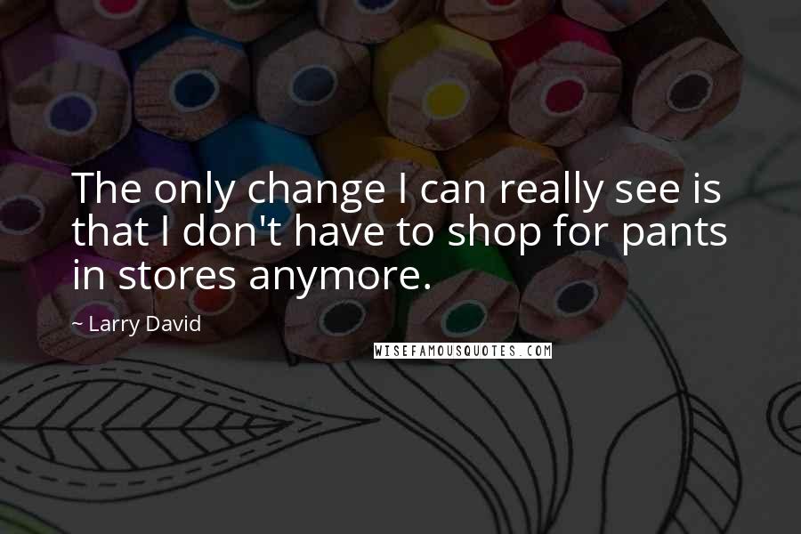 Larry David Quotes: The only change I can really see is that I don't have to shop for pants in stores anymore.