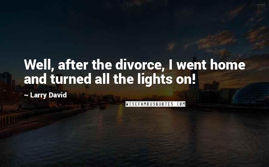 Larry David Quotes: Well, after the divorce, I went home and turned all the lights on!