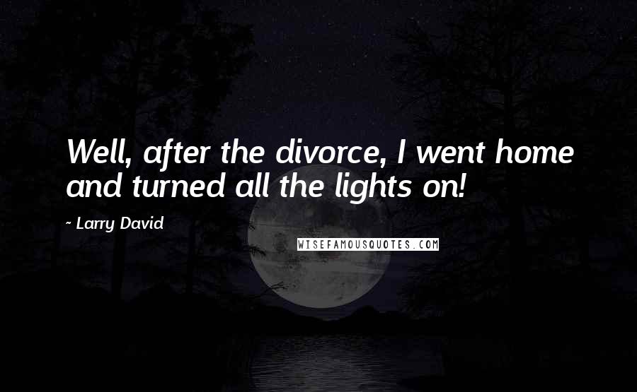 Larry David Quotes: Well, after the divorce, I went home and turned all the lights on!