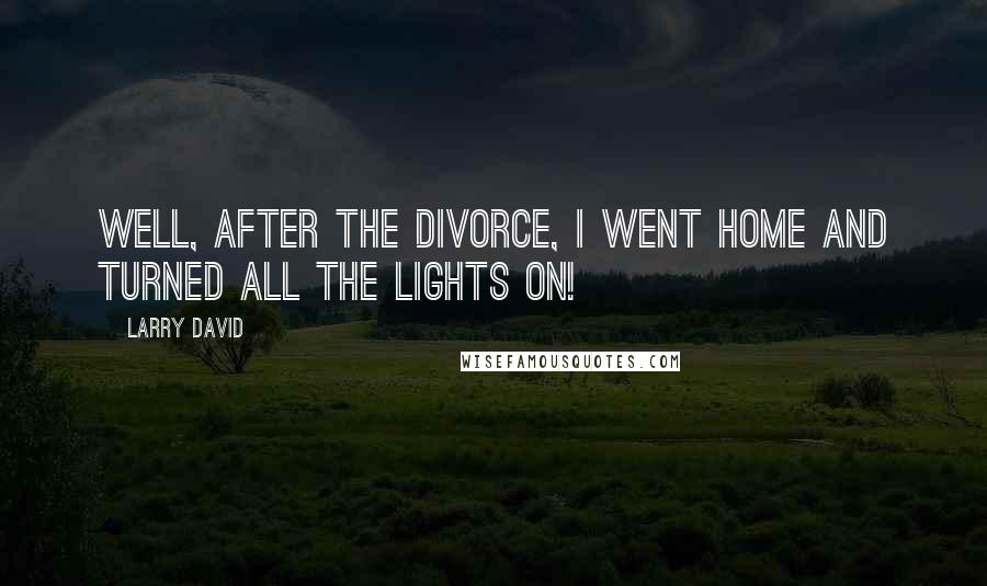 Larry David Quotes: Well, after the divorce, I went home and turned all the lights on!