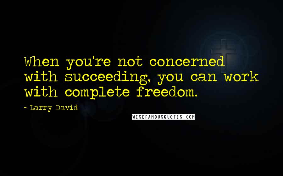 Larry David Quotes: When you're not concerned with succeeding, you can work with complete freedom.