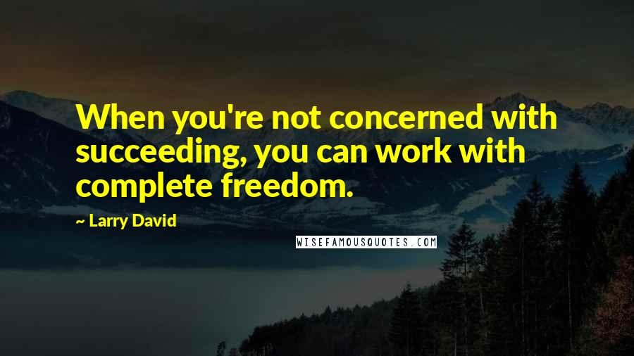 Larry David Quotes: When you're not concerned with succeeding, you can work with complete freedom.
