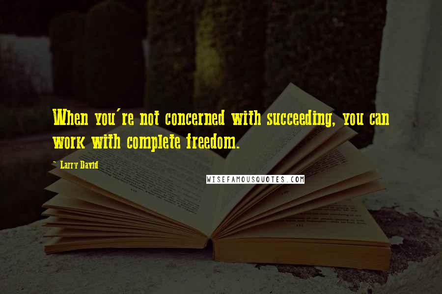 Larry David Quotes: When you're not concerned with succeeding, you can work with complete freedom.